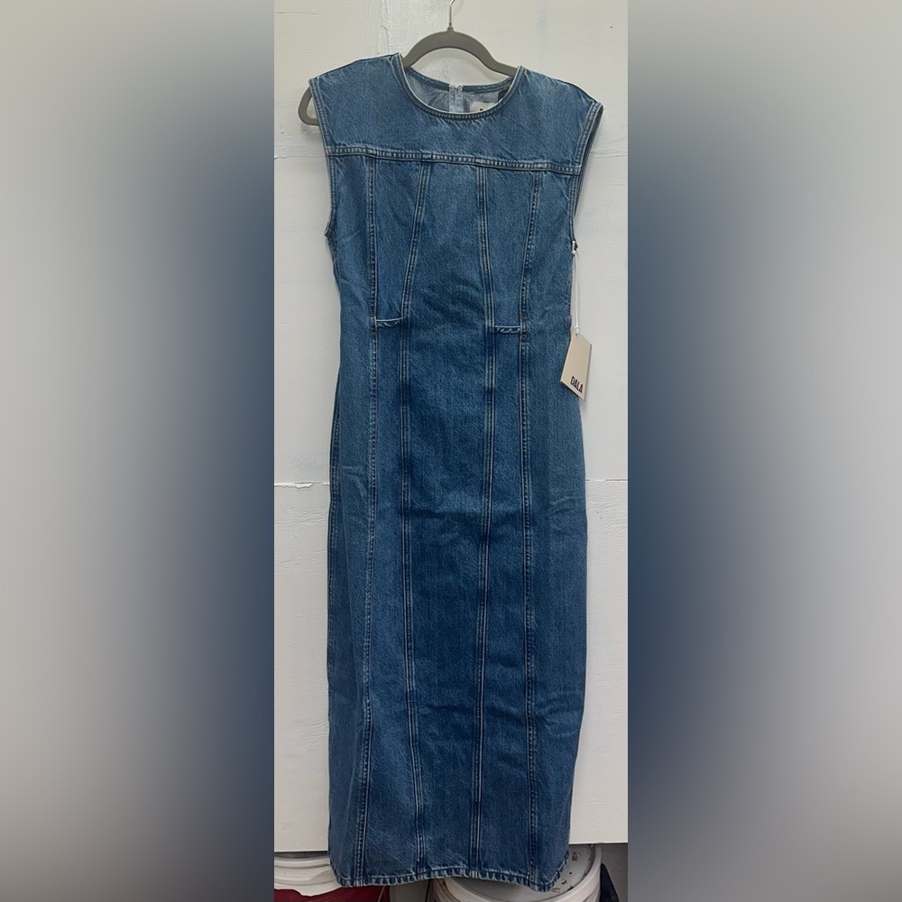 NWT DALA Denim Open Back Column Dress in Indigo - Size 26 MSRP $370
